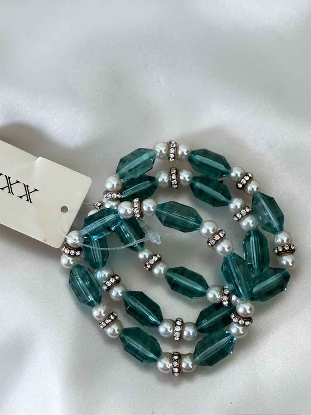 TEAL BEADED STRETCH BRACELET SET
